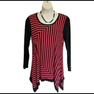 'Kate & Mallory' Grey Striped Sharkbite Tunic (Plus)